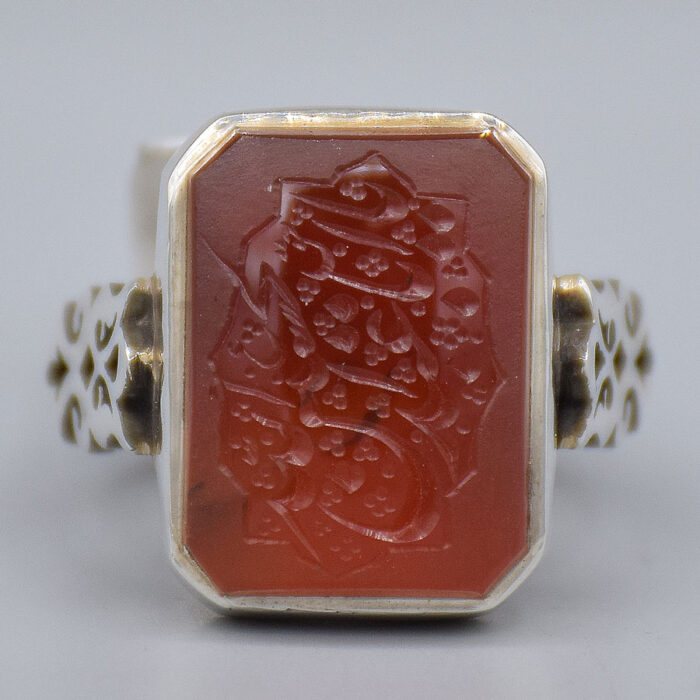 انگشتر عقیق یمنی خطی "یا اباعبدالله الحسین" مردانه «کد 3518» - تصویر 2