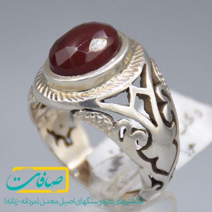 انگشتر عقیق یمنی تراشدار مردانه دارای حرز «کد 3700»