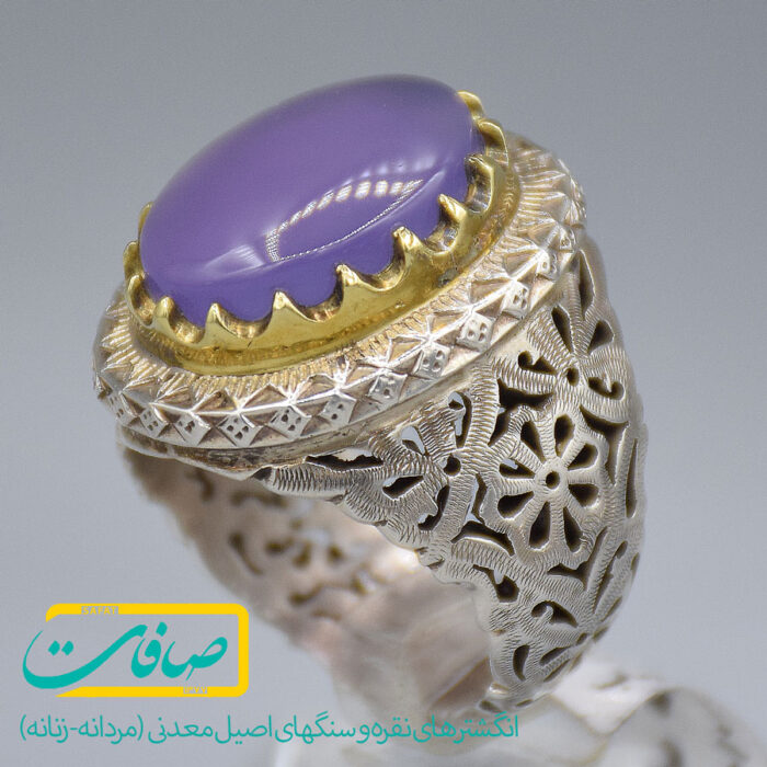 انگشتر عقیق کبود یمنی درشت مردانه «کد 3764»