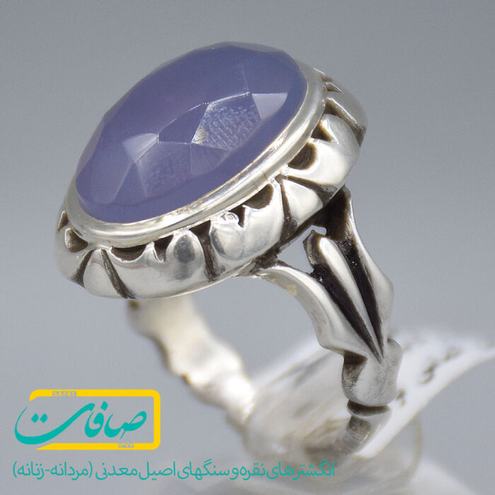 انگشتر عقیق کبود یمنی درشت مردانه «کد 3766»