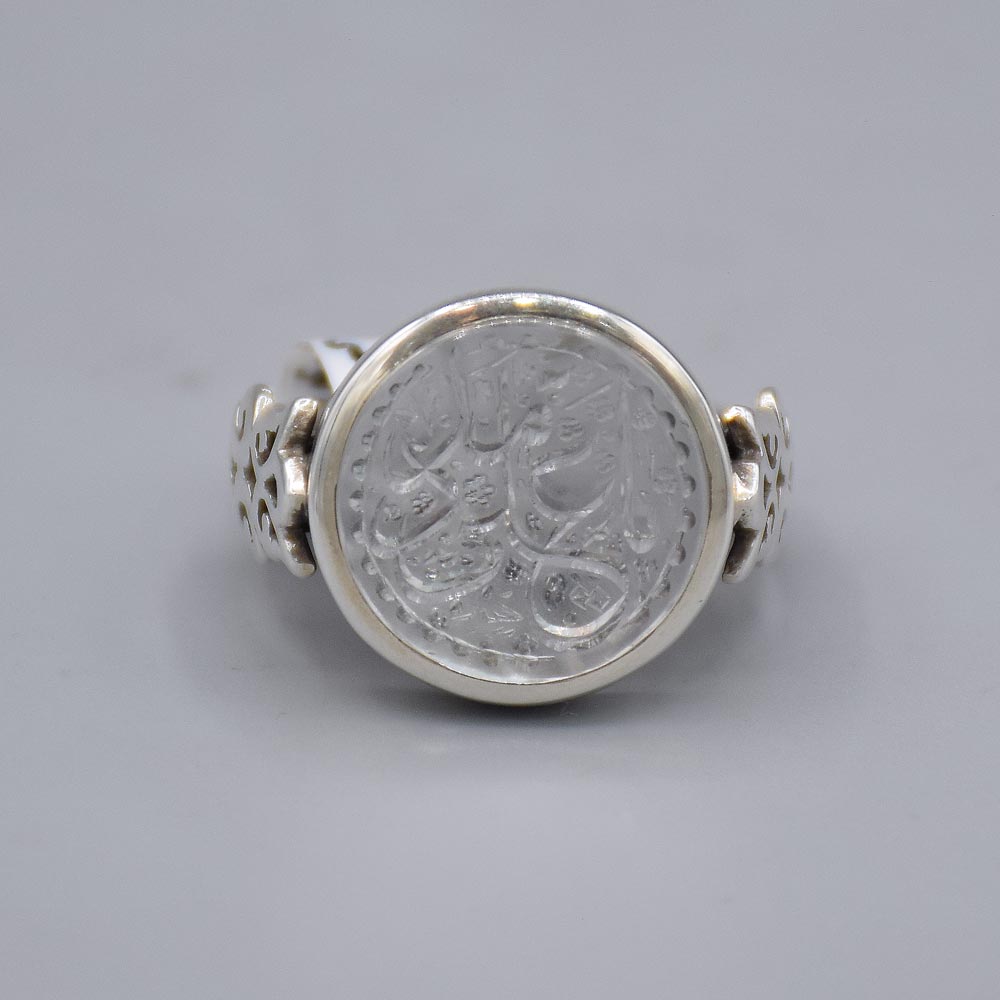 انگشتر درّ نجف خطی "یا علی مدد" با حرز مردانه «کد 4392» - تصویر 3