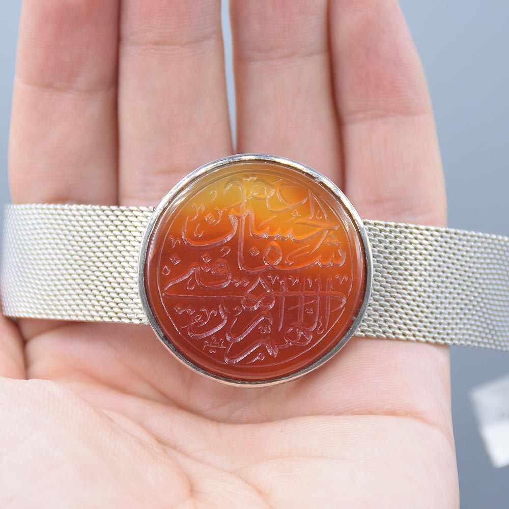 دستبند عقیق قرمز خطی "اللهم ارزقنی شفاعة الحسین" «کد 5763» - Image 3