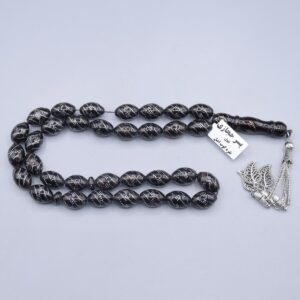 تسبیح چوب یسر حجازی نقره کوب 33 دانه «کد 5852»