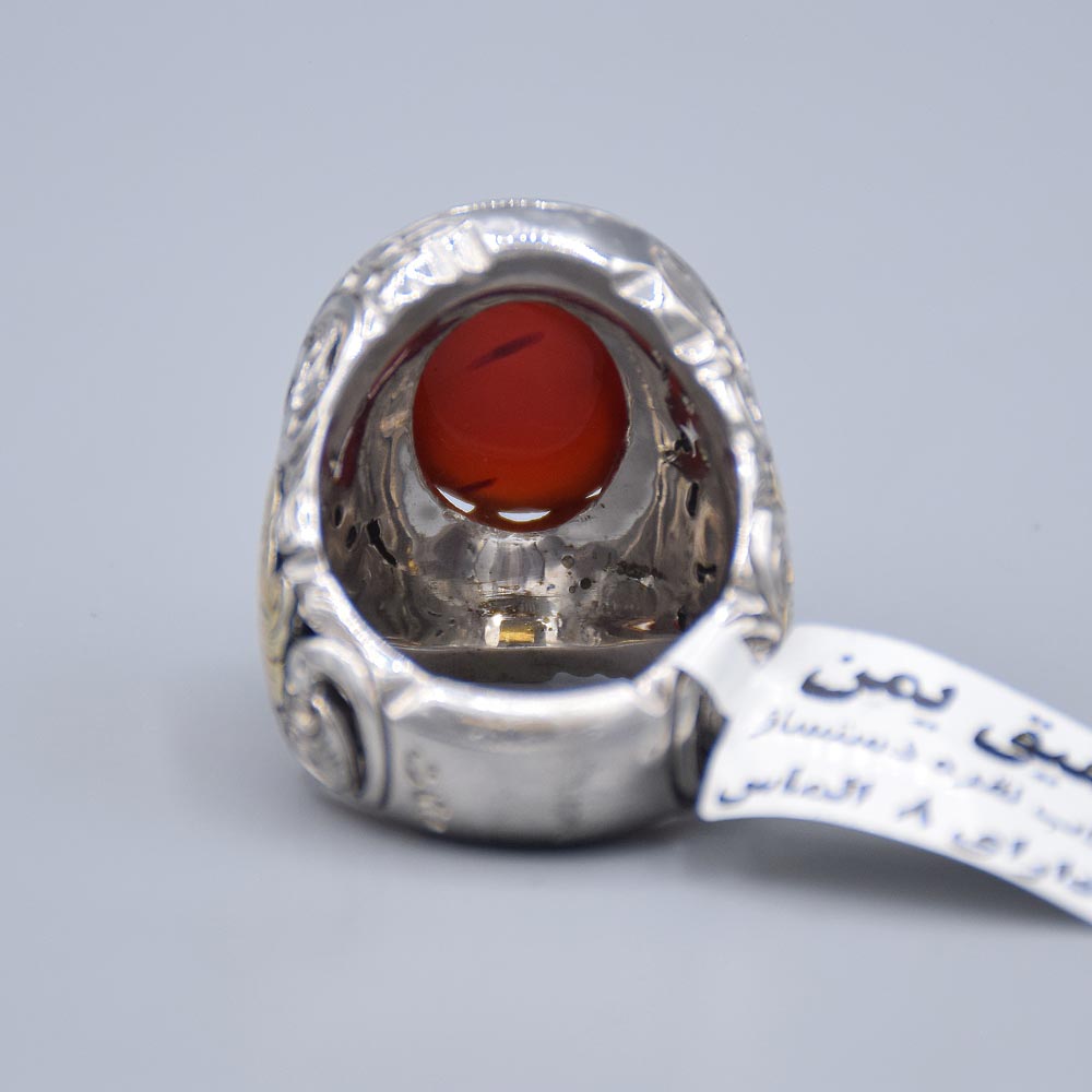 انگشتر عقیق یمنی با 8 عدد الماس مردانه «کد 6001» - Image 4
