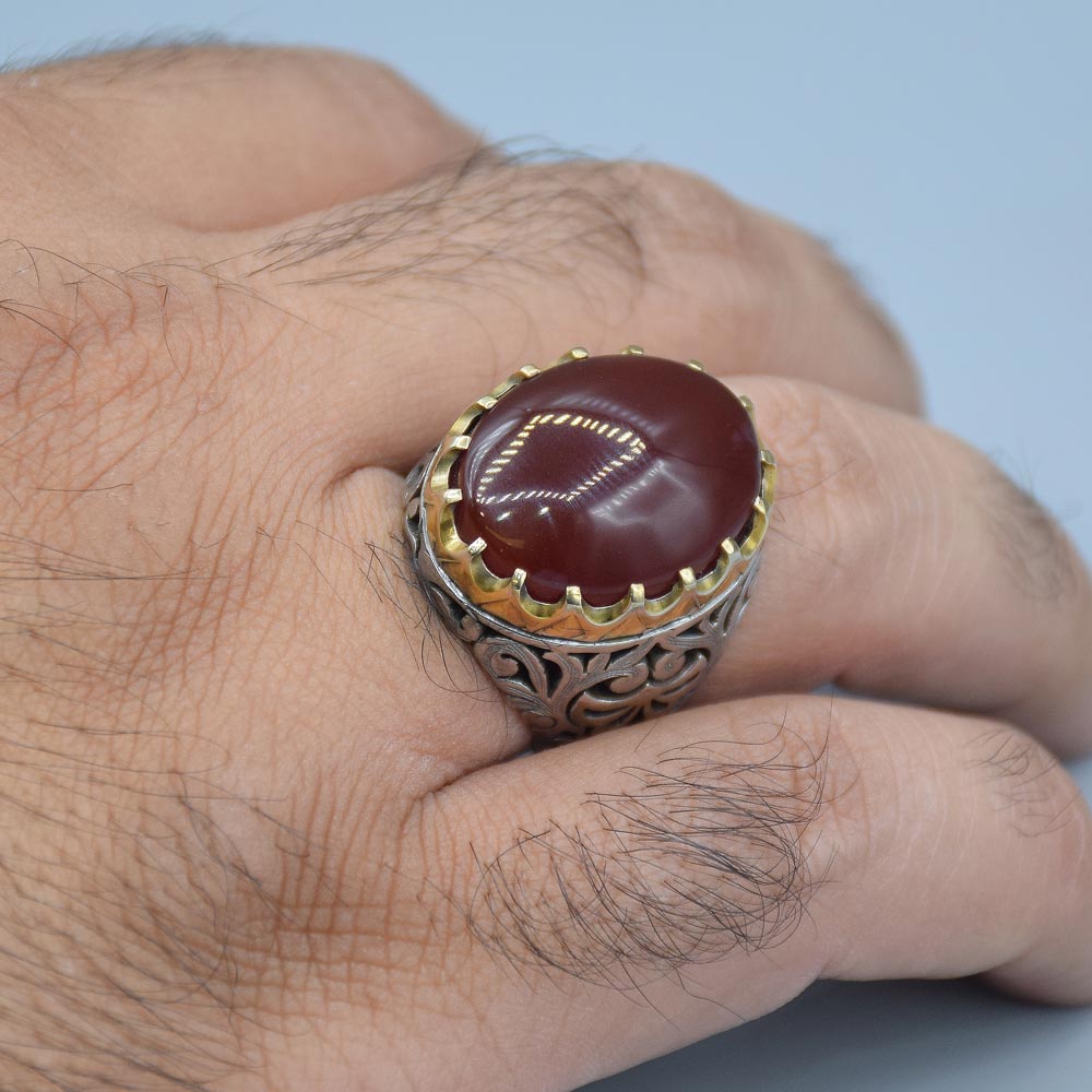 انگشتر عقیق یمنی مردانه «کد 6007» - Image 5