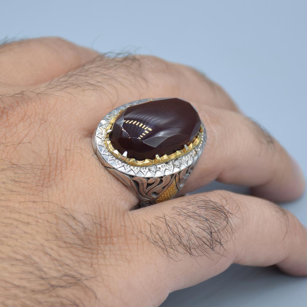 انگشتر عقیق یمنی مردانه «کد 6014» - Image 5
