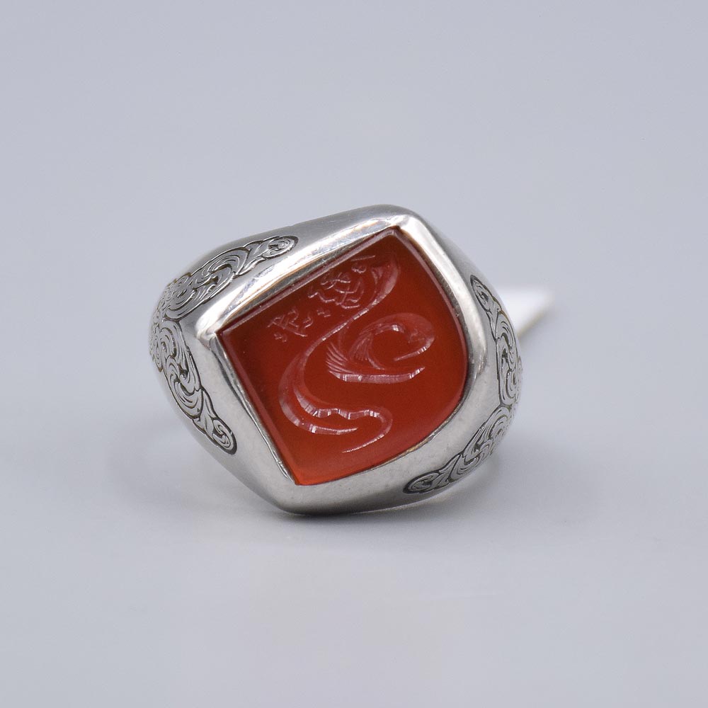 انگشتر عقیق یمنی خطی "علی (علیه السلام)" مردانه «کد 6046» - Image 3