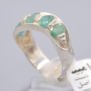 انگشتر چند نگین شامل زمرد زامبیا زنانه «کد 5891»