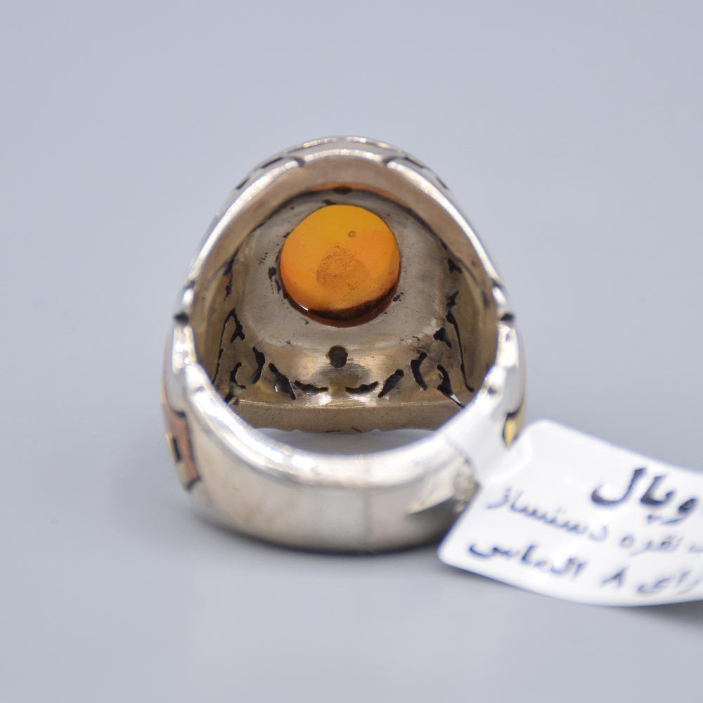 انگشتر اوپال با 8 عدد الماس مردانه «کد 6019» - Image 4