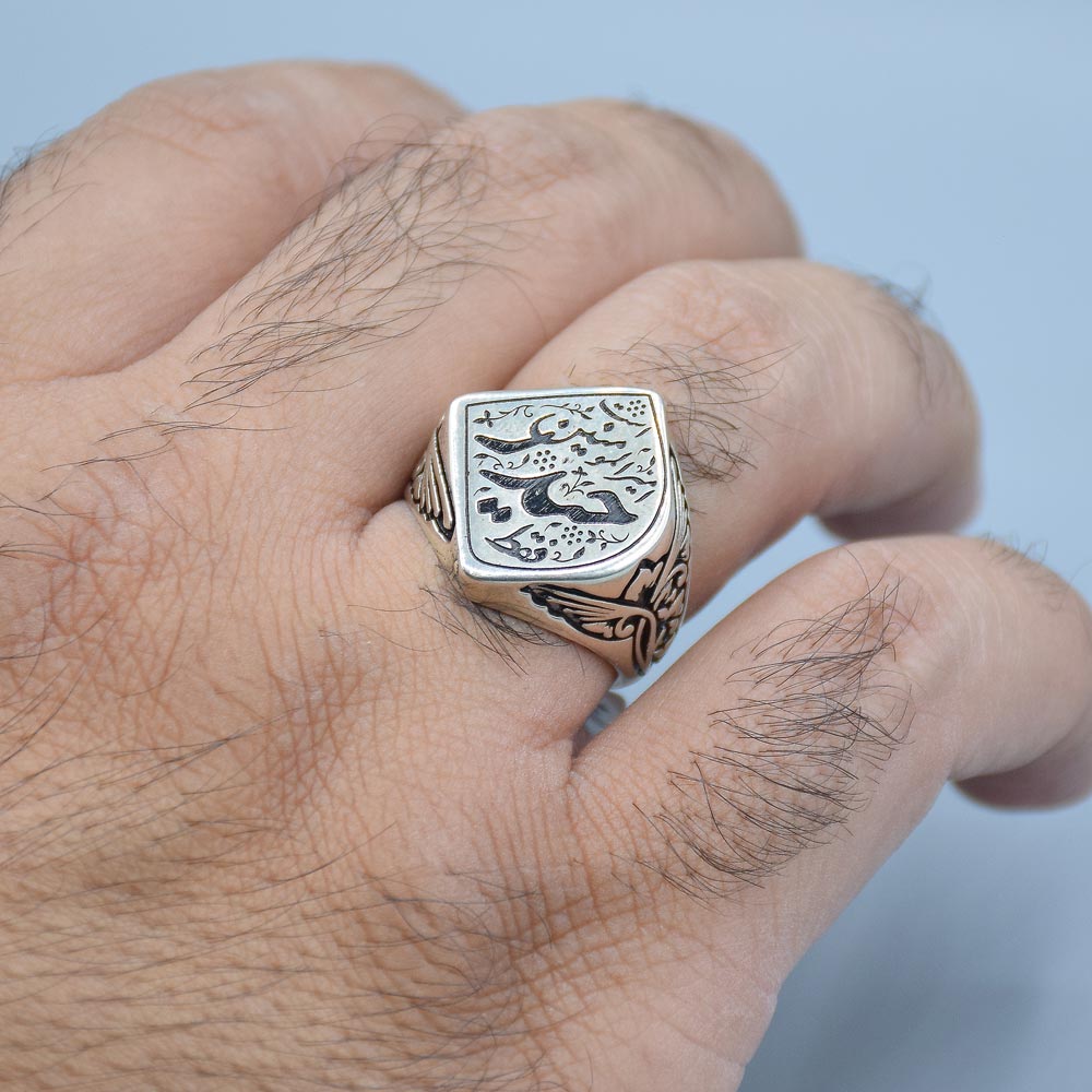 انگشتر نقره طرح "حیدر" مردانه «کد 6047» - Image 4
