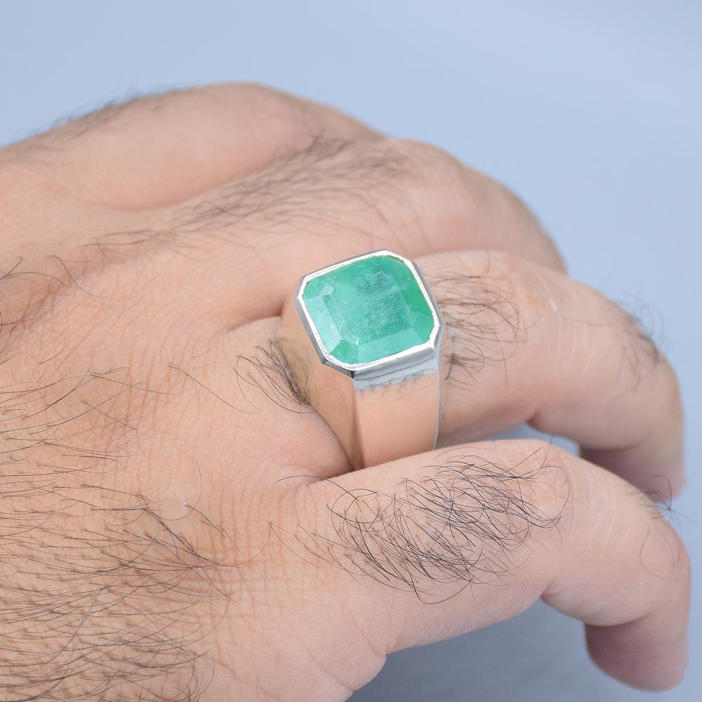 انگشتر زمرد کلمبیا مردانه «کد 6155» - Image 5