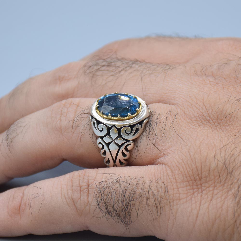 انگشتر توپاز لندن مردانه «کد 6571» - Image 4
