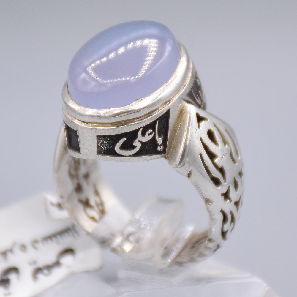 انگشتر عقیق کبود یمنی مردانه «کد 6733»