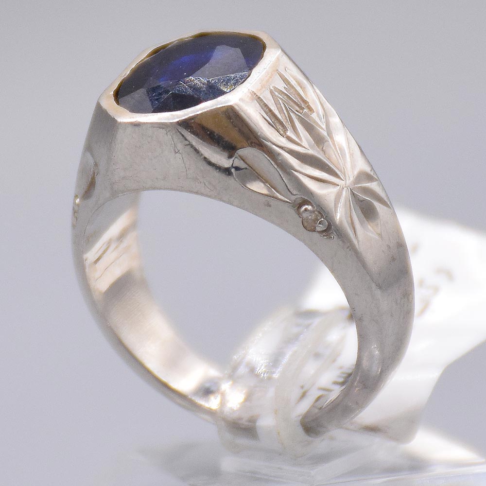 انگشتر یاقوت کبود مردانه «کد 6832»